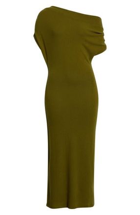 Reformation Iris One-Shoulder Dress in Pear at Nordstrom, Size X-Small
