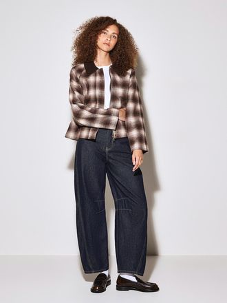 Only Womens Corduroy-collar checked jacket