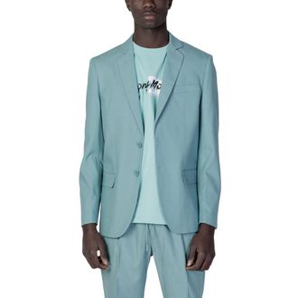 Antony Morato Mens Relaxed Fit Blazer Teal - Light Blue Cotton - Size EU 44 (Mens)