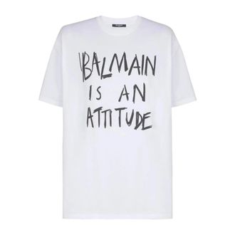 Balmain Camiseta con Estampado de Actitud - Tops - Hombre - Blanco - M
