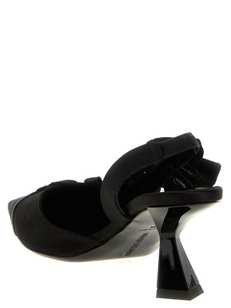 Nensi Dojaka Ruffle Satin Slingback Heel - Black