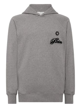 Philipp Plein logo-patch hoodie - men - Cotton/Polyester - S - Grey