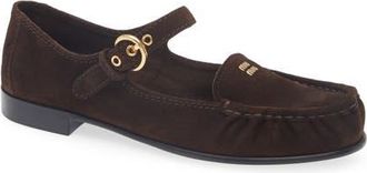 Miu Miu Mary Jane Loafer in Moro Suede at Nordstrom, Size 7.5Us