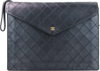 Chanel Black Leather Clutch Bag (Pre-Owned)