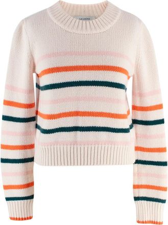 La Ligne White Striped Wool Blend Jumper Size XS