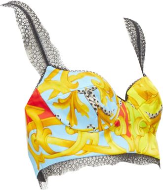 Versace Barocco Acanthus lace boned bralette crop top