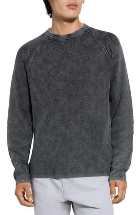 Theory Washed Crewneck in Cotton Sweater in Washed Black at Nordstrom, Size Medium