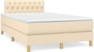 vidaXL Cama Box Spring Con Colch&oacute;n Tela Color Crema 120x190 Cm Vidaxl