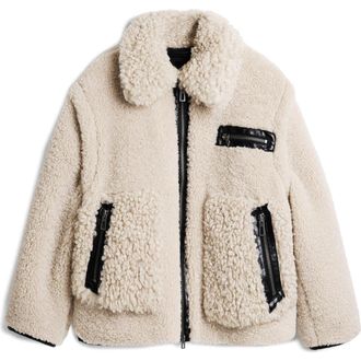 Desigual Faux Shearling Bomber Jacket in Beige at Nordstrom, Size X-Small