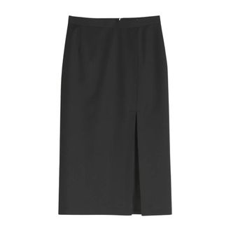 Barena Longuette wollen rok met zijsplit - Dames - Midirokken - Zwart - M - Wol - Rokken