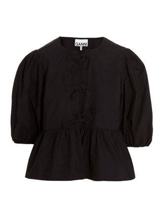 Ganni Pussy bow poplin bloin