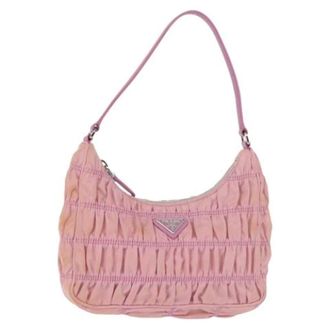 Prada Pre-owned Shoulder Bags, female, Pink, Size: ONE SIZE Pre-owned Nylon Shoulder Bag
