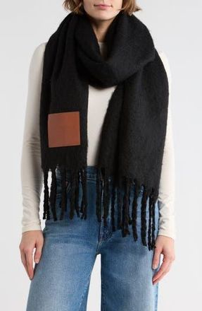 Kurt Geiger Yarn Dyed Fringe Trim Scarf in Black at Nordstrom Rack