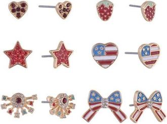 Hallmark 6 pack Americana Theme Stud Earring Set in Red at Nordstrom