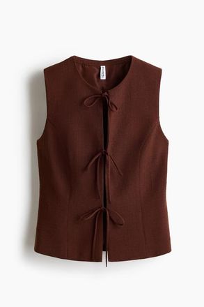 H&M Tie-detail Waistcoat in Dark Brown at Nordstrom, Size Xx-Large