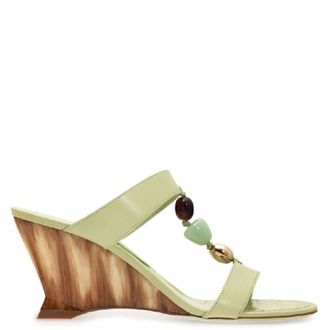 Ferragamo Beaded Leather Wedge Sandals, Size 7 C