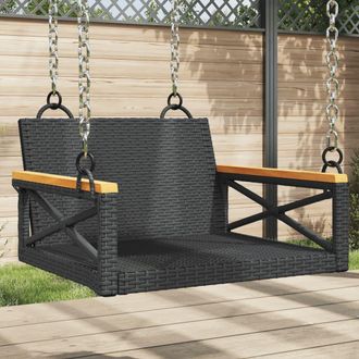 vidaXL Banco Columpio De Rat&aacute;n Sint&eacute;tico Negro 63x62x40 Cm Vidaxl