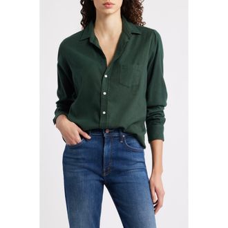 Frank & Eileen Eileen Relaxed Button-Up Shirt in Green at Nordstrom, Size Large