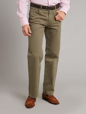 Oliver Brown Sanded Cotton Jeans - Olive