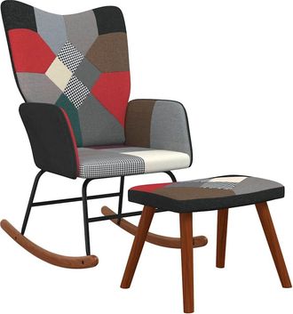 vidaXL Mecedora Con Taburete Tela Patchwork Vidaxl