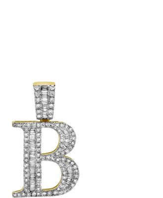 LuvMyJewelry B Initial Diamond Pendant 10K Yellow Gold - 0.75 Carats