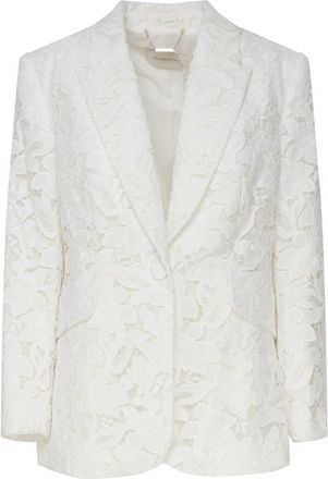 Zimmermann Witte Jas Voorzakken Enkele Knoopsluiting - Dames - Blazers - Wit - S - Polyester - Jassen