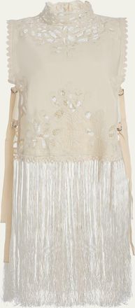Sea New York Adelina Battenberg Lace Fringe-Trim Top