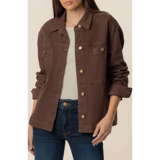 Kut from the Kloth Barb Stretch Cotton Shirt Jacket in Chocolate at Nordstrom, Size X-Large