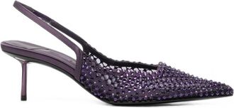 Le Silla Pointed Toe Slingback Sandals with Crystal Embellishments