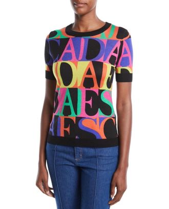 Escada Authentic Logo Crewneck Short-Sleeve Top In Multicolor