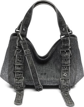 Diesel D-One-Small top-handle bag in crystal solarised denim - Handbags - Woman - Black