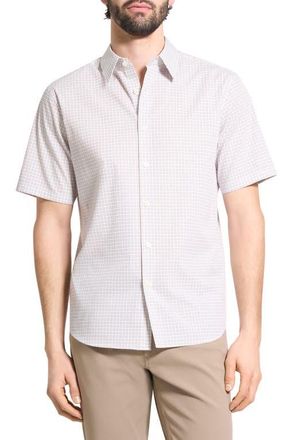 Theory Irving Short Sleeve Button-Up Shirt in Port Multi at Nordstrom, Size Xx-Large