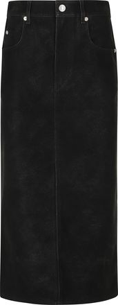 Isabel Marant Black Bisane GC Vintage-Inspired Faux Suede Midi Skirt