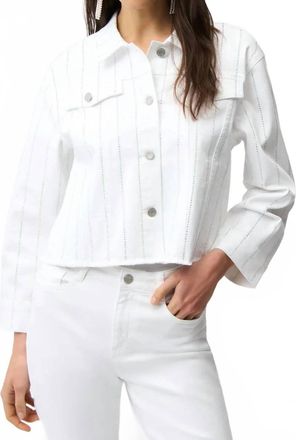 Joseph Ribkoff Rhinestone Embellished Denim Jacket In White