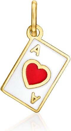 RS Pure by Ross-Simons Italian Multicolored Enamel Ace Of Hearts Card Charm in 14kt Yellow Gold