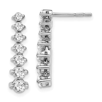 Diamond2Deal 14K White Gold 1 1/2 ct Lab Grown Diamond Graduating Drop Dangle Earrings VS Clarity, G-H Color