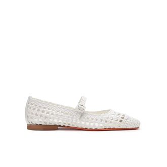 Santoni Woven Leather Ballerina - female - Santoni - Ballerina Shoes - White - 3 1/2 UK - Shoes