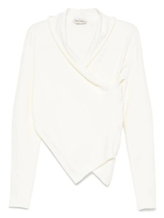 Alberta Ferretti Asymmetrische gedrapeerde wollen top - Wit