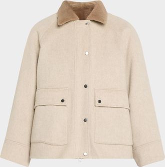Brunello Cucinelli Cashmere Coat With Removable Sheep Shearling Liner And Collar