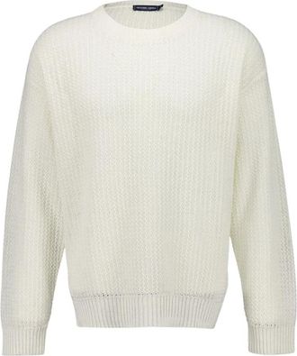 Frescobol Carioca Jardim Linen Sweater - Heren - Ronde hals truien - Wit - S - Linnen - Truien & Vesten