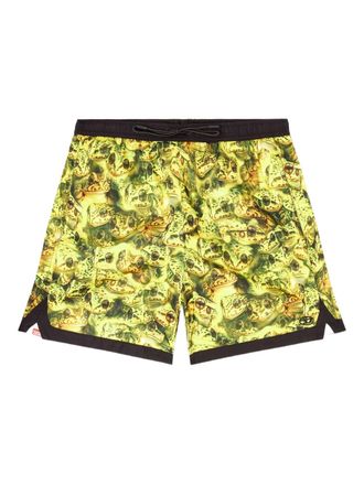 Diesel frog-print logo-detail swim shorts - Yellow