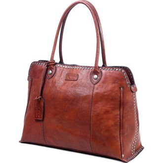 OLD TREND Soul Stud Leather Satchel Bag in Cognac at Nordstrom Rack