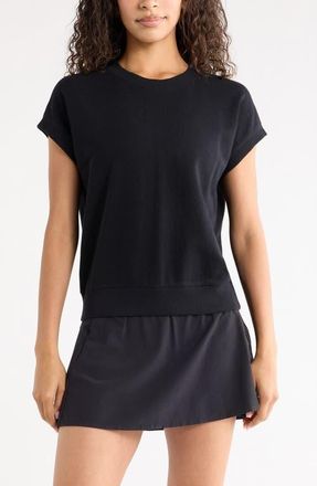 Zella Go Easy Terry Cotton Blend Sweatshirt in Black at Nordstrom, Size X-Large