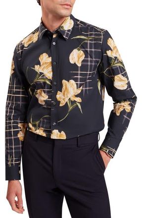 Ted Baker Quorik Floral Print Button-Up Shirt in Navy at Nordstrom, Size 3