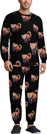 Generic Red Panda Soft Mens Pyjamas Set Loungewear Long Sleeve Round Neck Tops And Pants