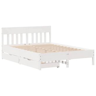 Berkfield Home Full Bed Frame without Mattress White 135x190 cm Double Solid Woo