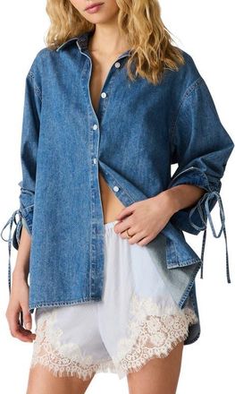 Steve Madden Merrit Denim Button-Up Shirt in Arctic Blue at Nordstrom, Size Large