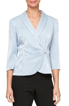 Alex Evenings Shawl Collar Wrap Top in Hydrangea at Nordstrom, Size Medium