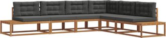vidaXL Conjunto De Sof&aacute;s De Exterior 6 Uds. Natural Y Antracita Vidaxl