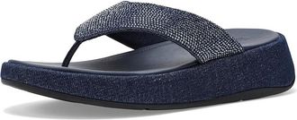 FitFlop F Mode Toe Post Denim and Hotfix Womens Wedge Shoes Dark Denim : 11 M (B), Synthetic